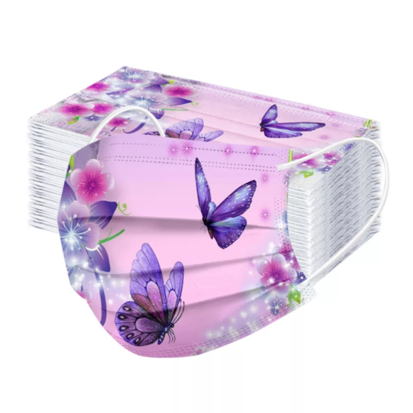 Schutzmasken butterflies on pink background