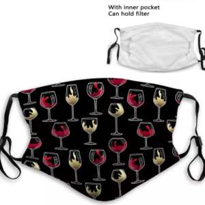 Stoffmasken Weingläser mit Wein