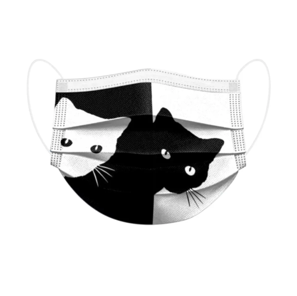 Einwegmasken "black & white cats" - Image 3